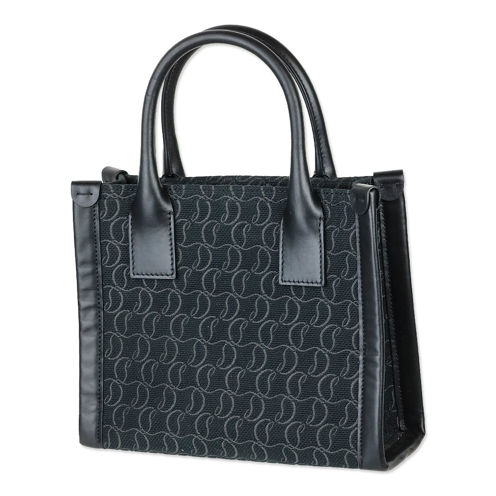 Christian Louboutin By My Side Black Monogram Canvas & Leather Mini Tote