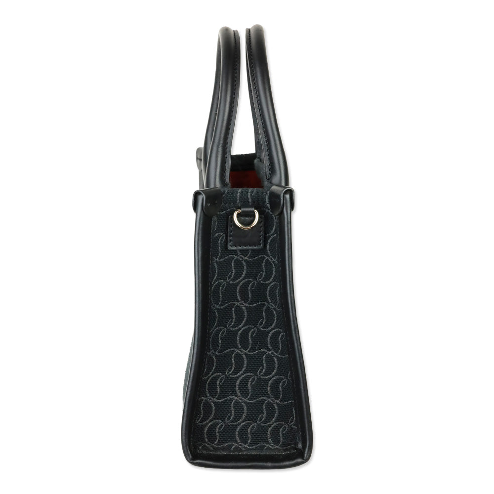 Christian Louboutin By My Side Black Monogram Canvas & Leather Mini Tote