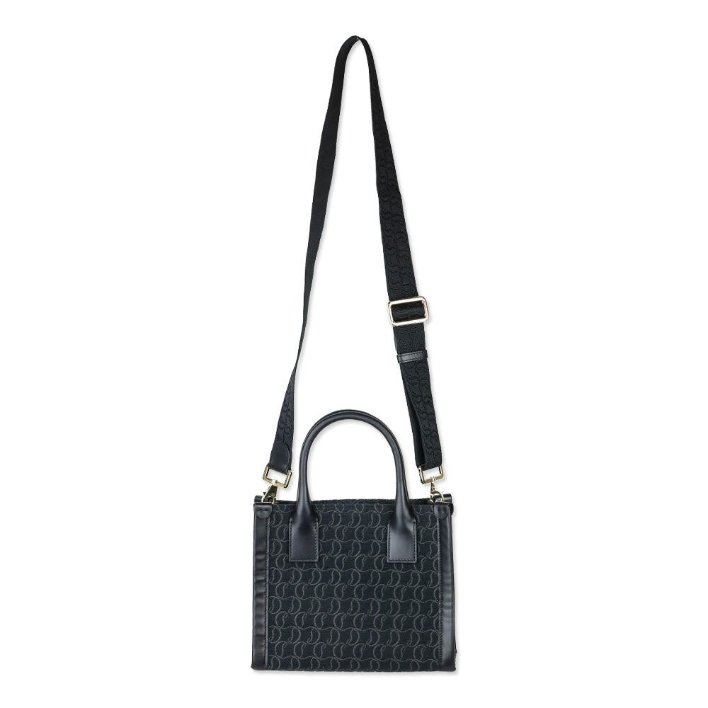 Christian Louboutin By My Side Black Monogram Canvas & Leather Mini Tote