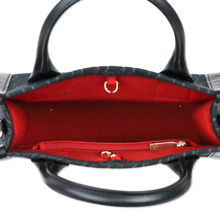 Christian Louboutin By My Side Black Monogram Canvas & Leather Mini Tote
