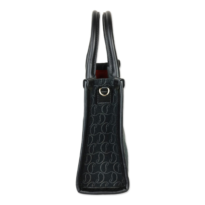 Christian Louboutin By My Side Black Monogram Canvas & Leather Mini Tote