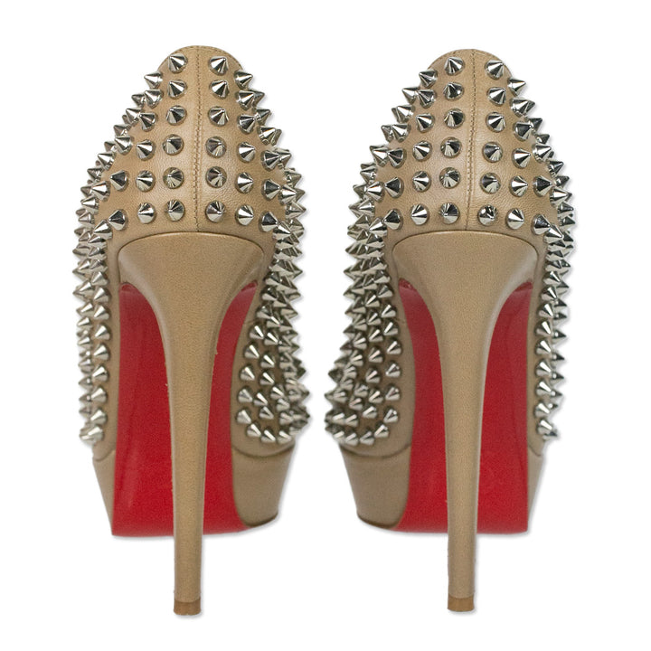 Christian Louboutin Corde Nappa Silver Bianca Spikes Pumps