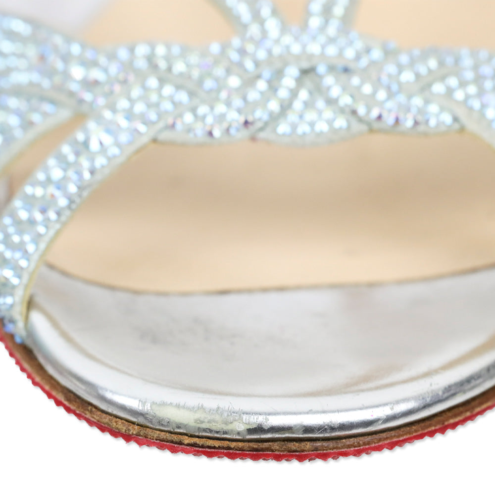 Christian Louboutin Crystal Embellished Suede Slingback Flat Sandals