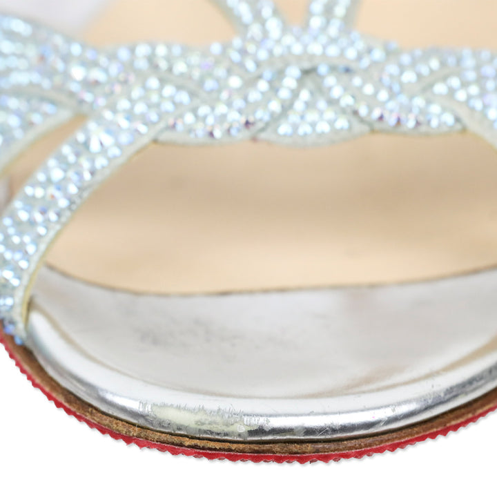 Christian Louboutin Crystal Embellished Suede Slingback Flat Sandals