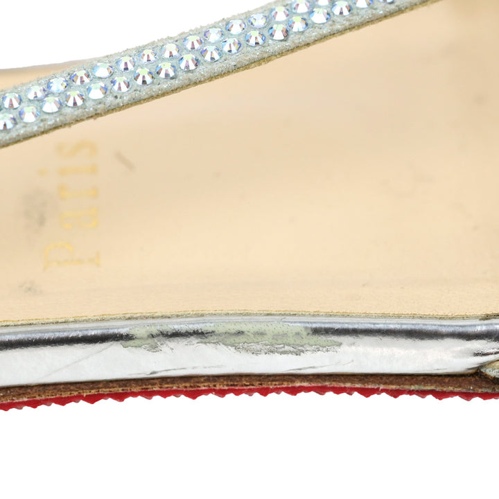 Christian Louboutin Crystal Embellished Suede Slingback Flat Sandals