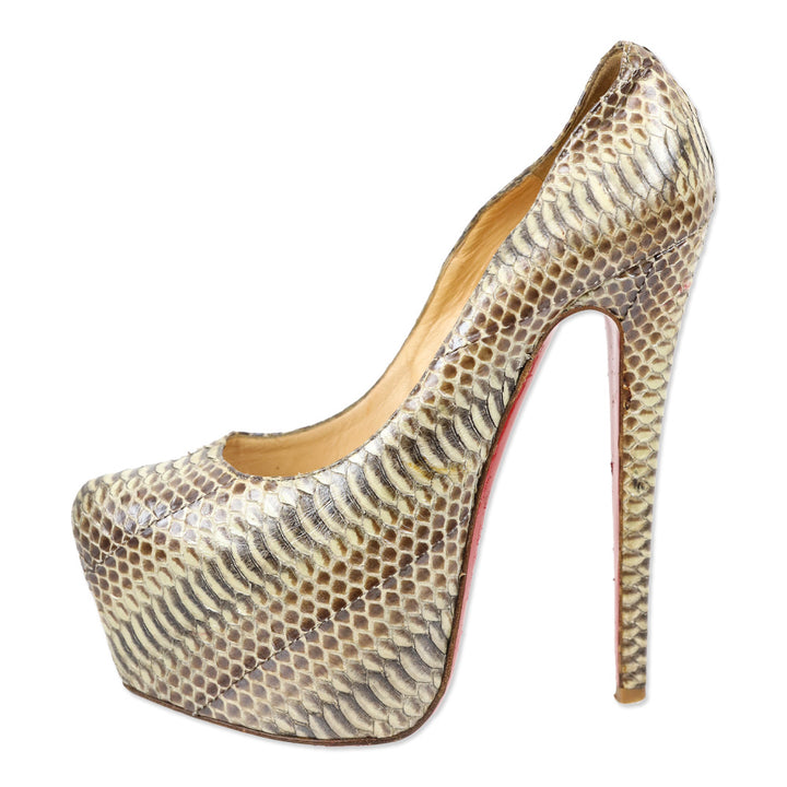 Christian Louboutin Daffodile Snakeskin Platform Pumps