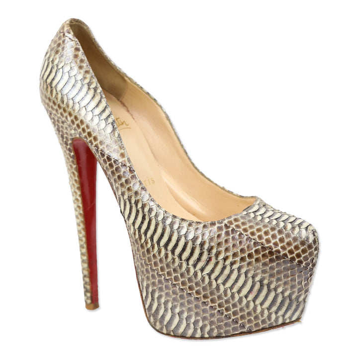 Christian Louboutin Daffodile Snakeskin Platform Pumps