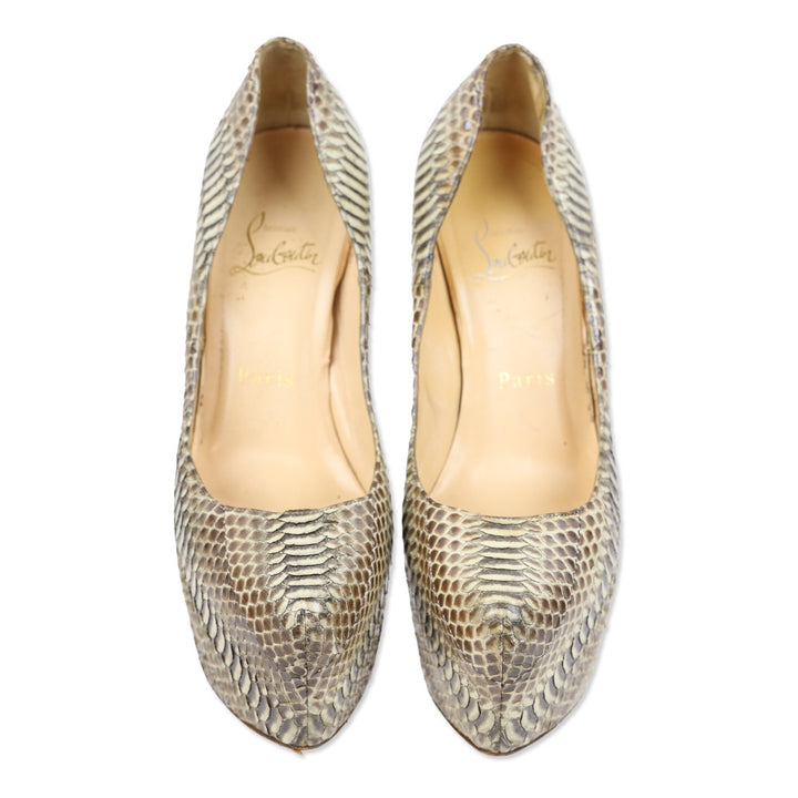 Christian Louboutin Daffodile Snakeskin Platform Pumps