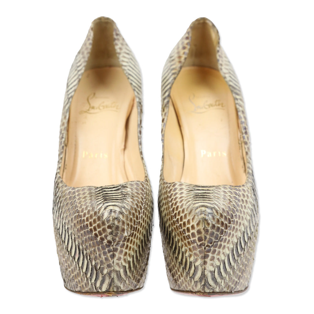 Christian Louboutin Daffodile Snakeskin Platform Pumps