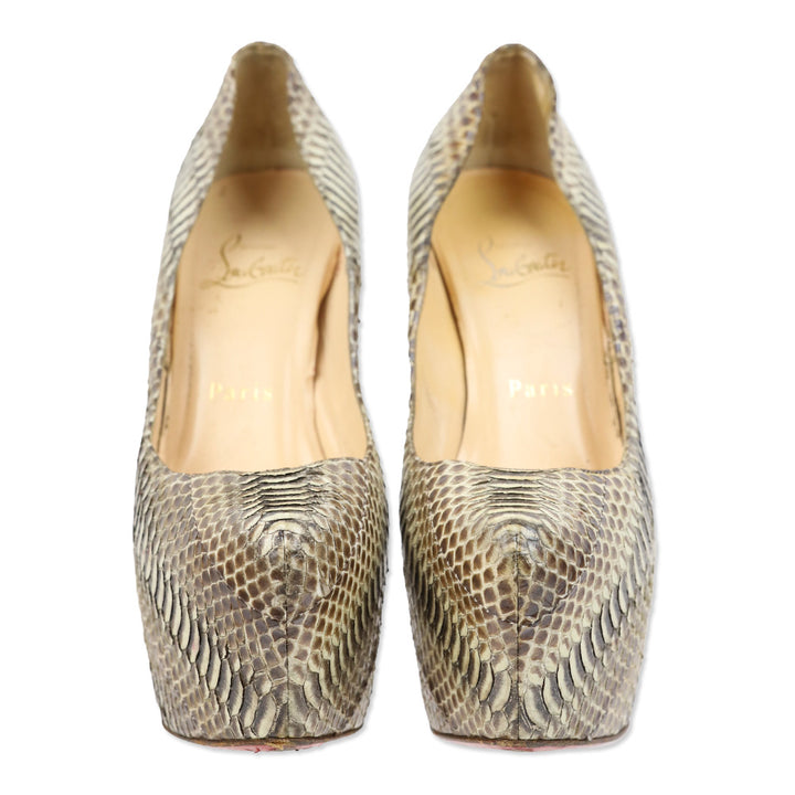 Christian Louboutin Daffodile Snakeskin Platform Pumps