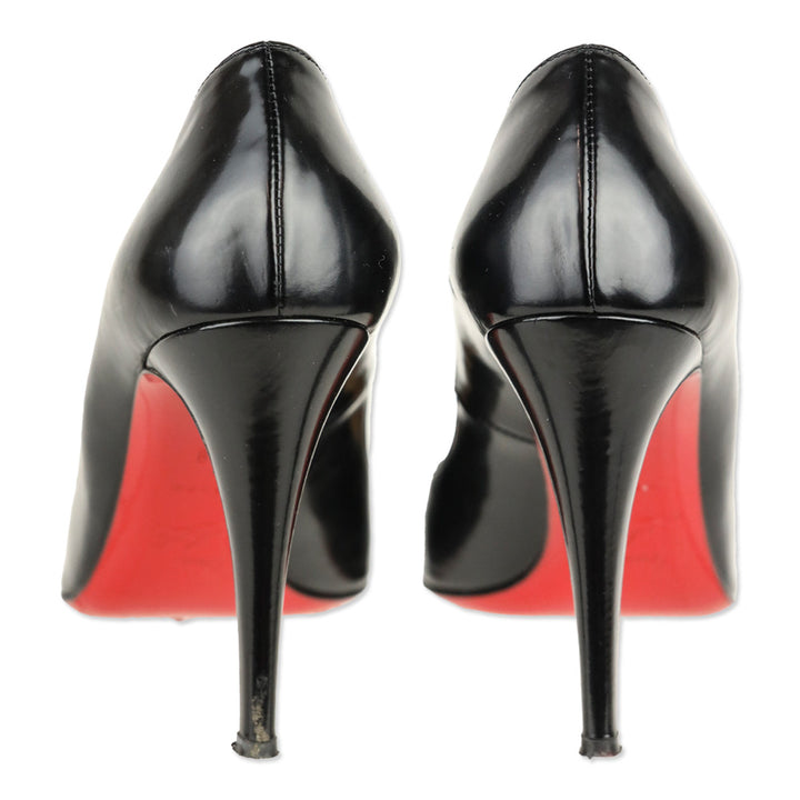 Christian Louboutin Decollete 100 Jazz Calf Black Patent Leather Almond Toe Pump