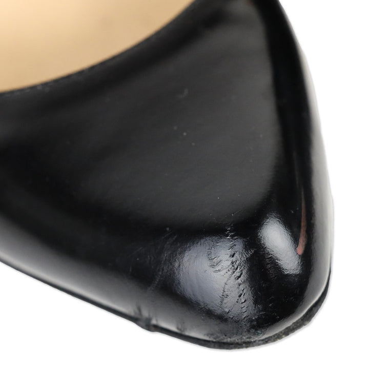 Christian Louboutin Decollete 100 Jazz Calf Black Patent Leather Almond Toe Pump