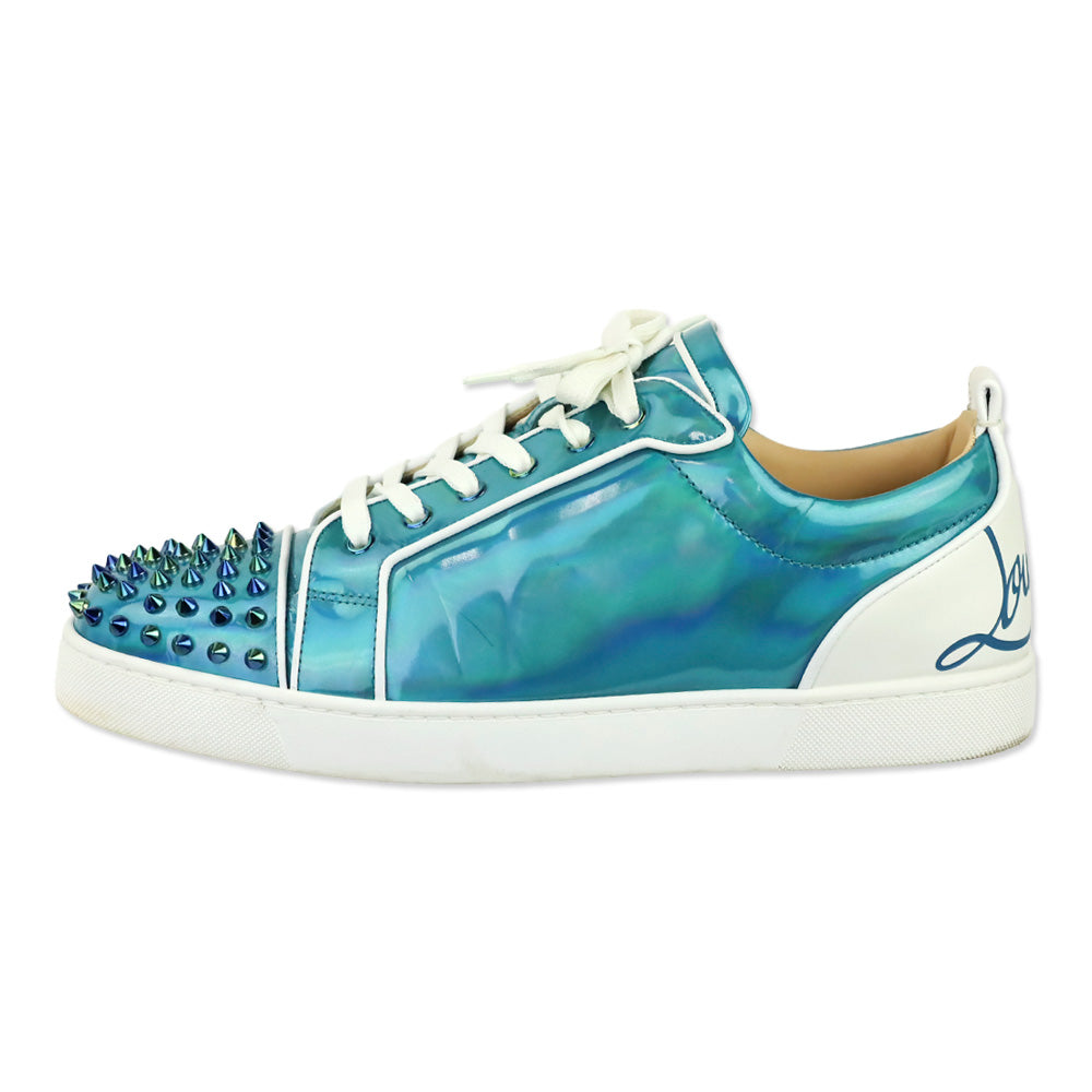 Christian Louboutin Fun Louis Junior Spikes Louis II Patent Psychic/White Leather Flat