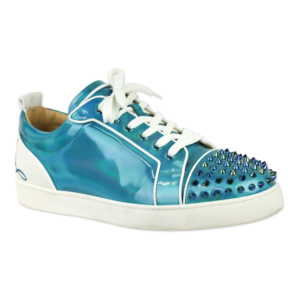 Christian Louboutin Fun Louis Junior Spikes Louis II Patent Psychic/White Leather Flat