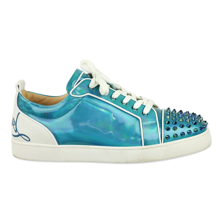 Christian Louboutin Fun Louis Junior Spikes Louis II Patent Psychic/White Leather Flat