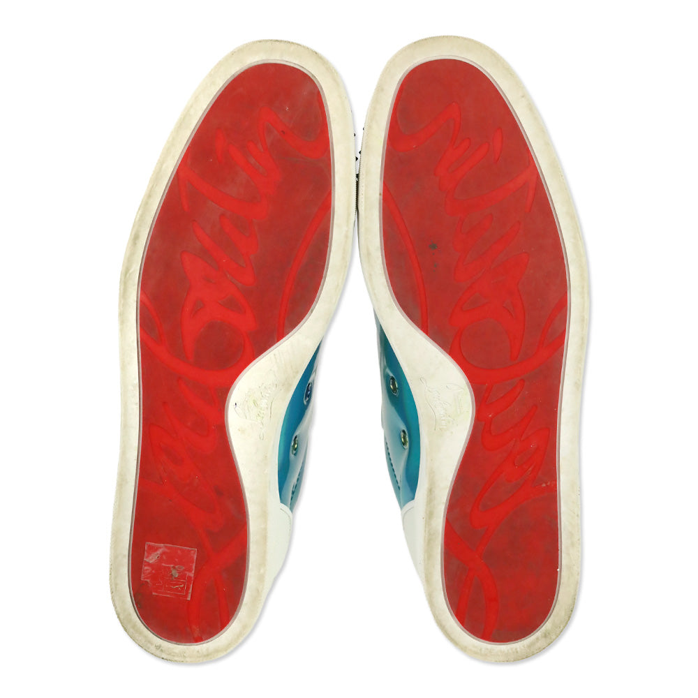 Christian Louboutin Fun Louis Junior Spikes Louis II Patent Psychic/White Leather Flat