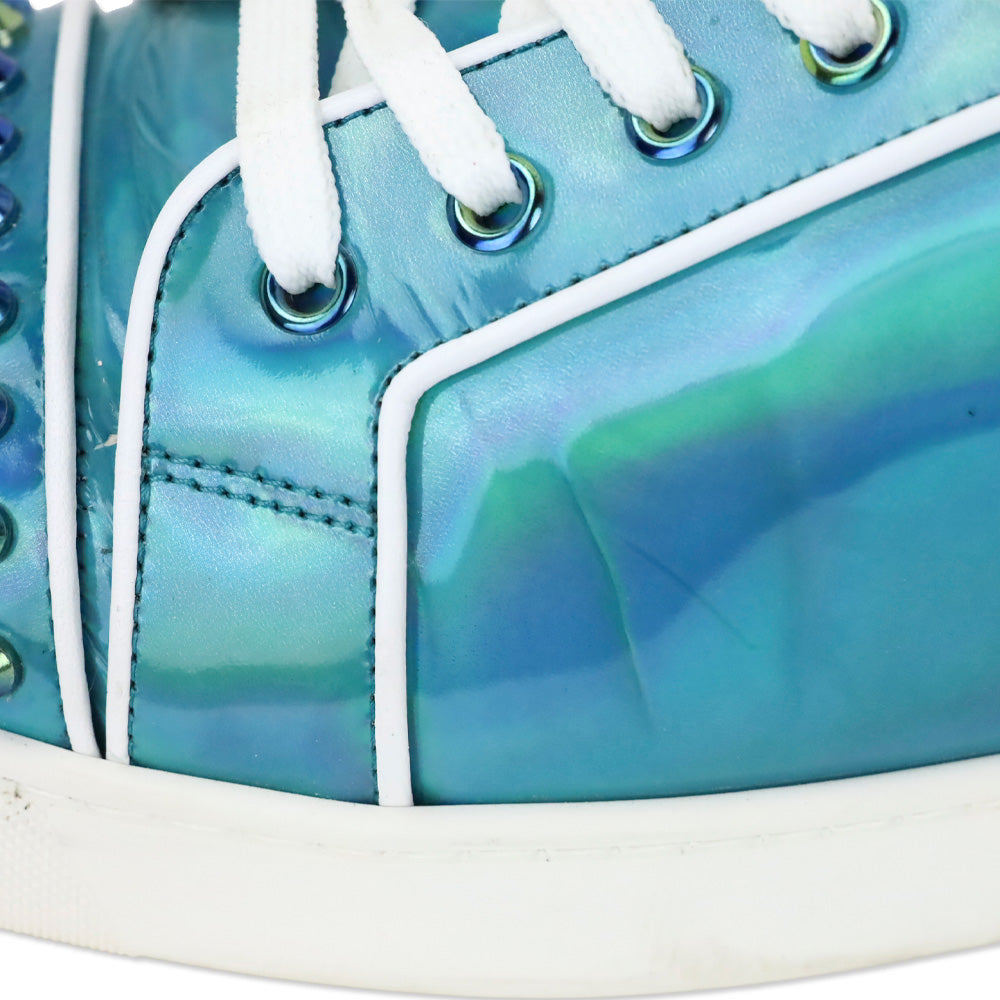 Christian Louboutin Fun Louis Junior Spikes Louis II Patent Psychic/White Leather Flat