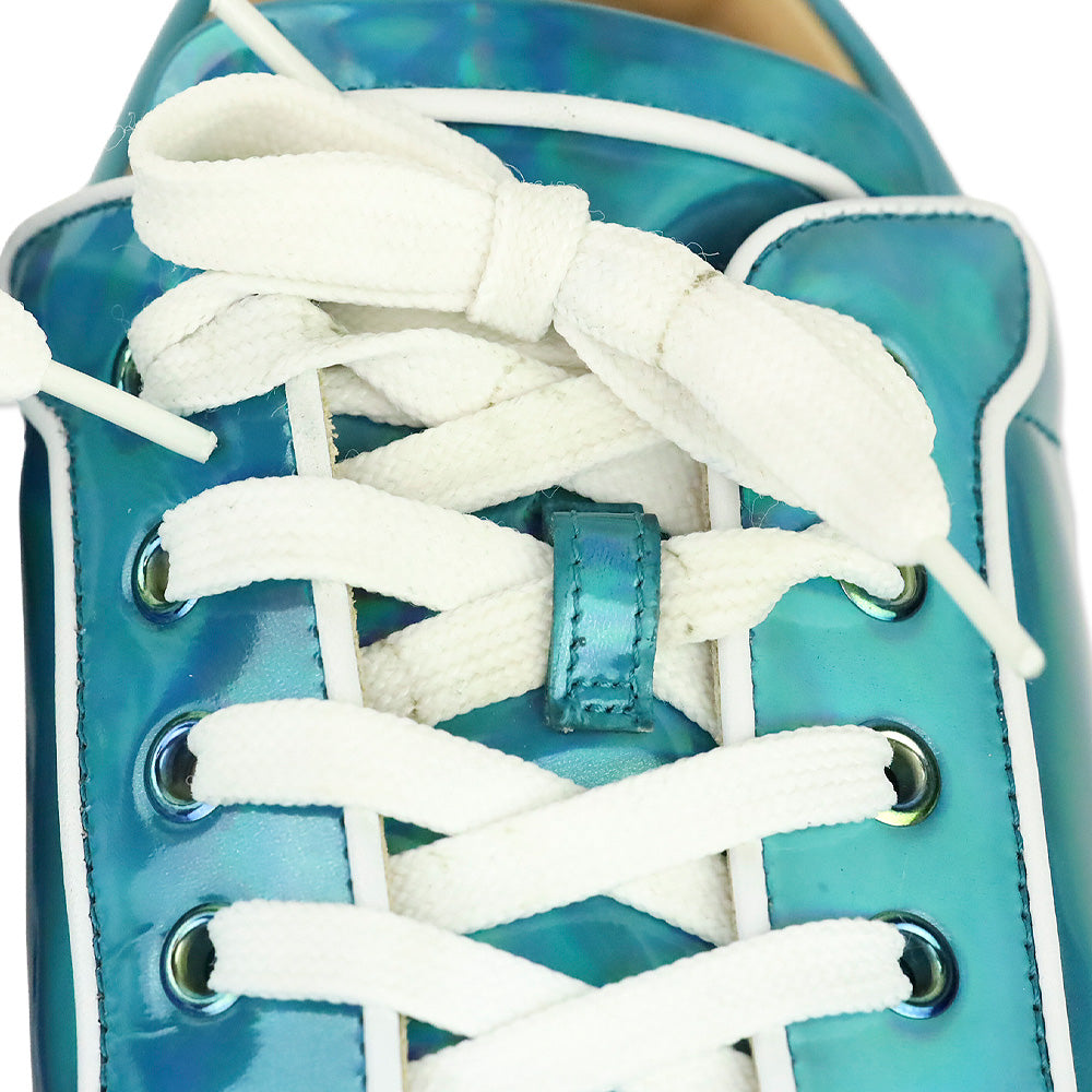 Christian Louboutin Fun Louis Junior Spikes Louis II Patent Psychic/White Leather Flat