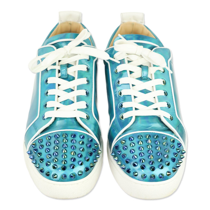 Christian Louboutin Fun Louis Junior Spikes Louis II Patent Psychic/White Leather Flat