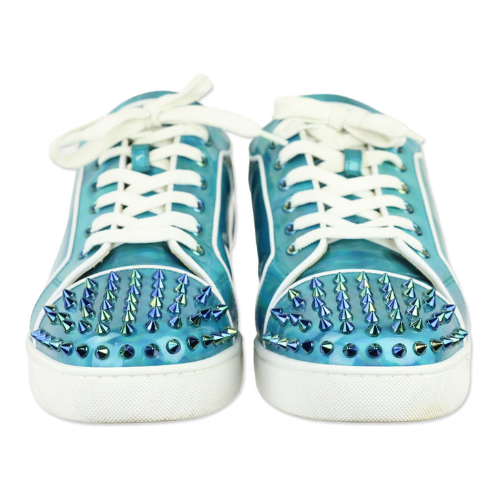 Christian Louboutin Fun Louis Junior Spikes Louis II Patent Psychic/White Leather Flat