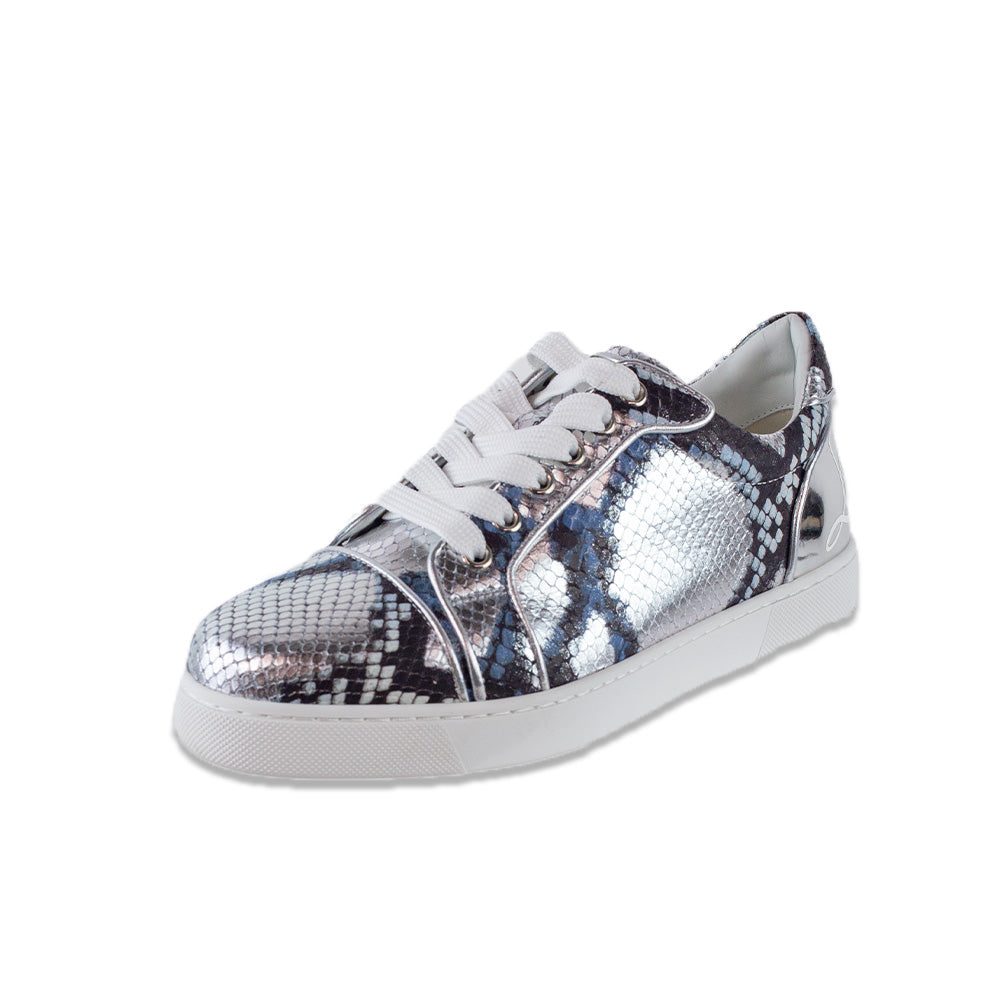 Christian Louboutin Fun Vieira Orlato Silver/Blue Snakeskin Sneaker