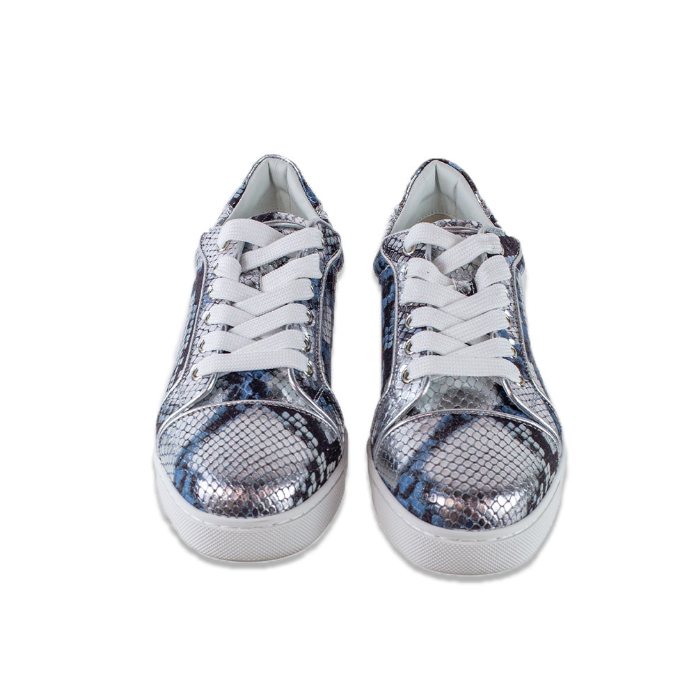 Christian Louboutin Fun Vieira Orlato Silver/Blue Snakeskin Sneaker