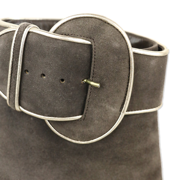 Christian Louboutin Grey Suede Trottinette 140mm Buckle Ankle Booties