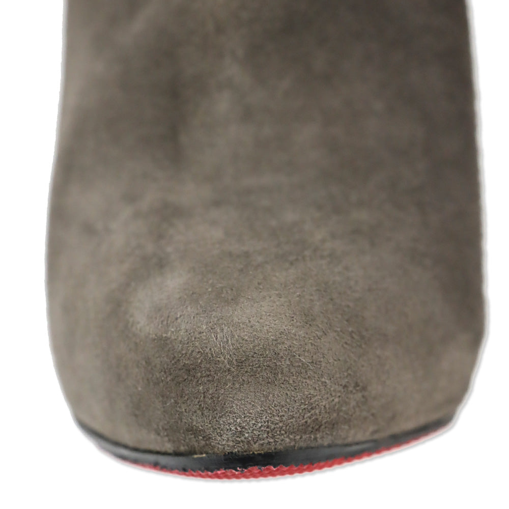 Christian Louboutin Grey Suede Trottinette 140mm Buckle Ankle Booties