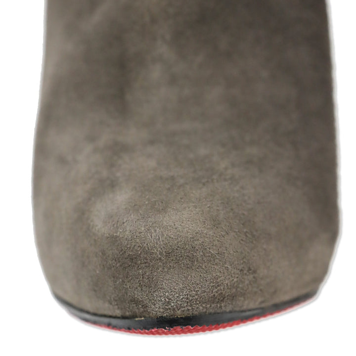 Christian Louboutin Grey Suede Trottinette 140mm Buckle Ankle Booties
