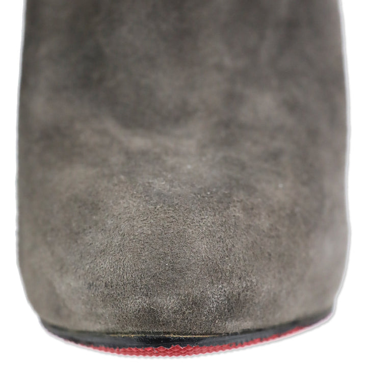 Christian Louboutin Grey Suede Trottinette 140mm Buckle Ankle Booties