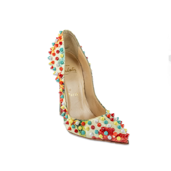 Christian Louboutin Hawaiian Print Studded Leather Pumps
