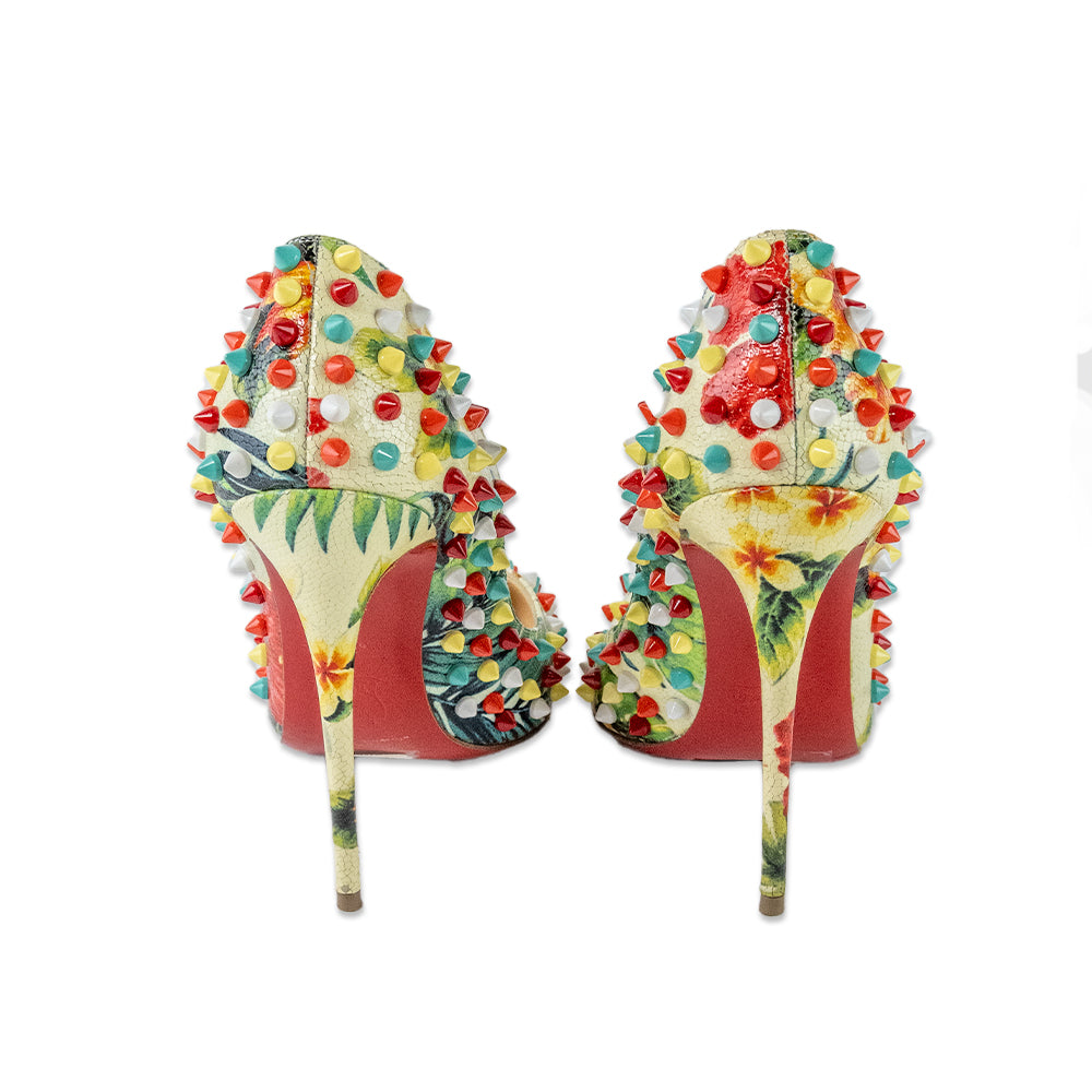 Christian Louboutin Hawaiian Print Studded Leather Pumps