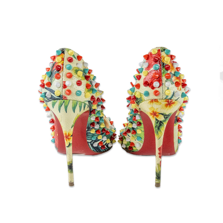 Christian Louboutin Hawaiian Print Studded Leather Pumps