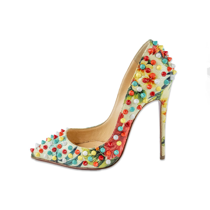 Christian Louboutin Hawaiian Print Studded Leather Pumps