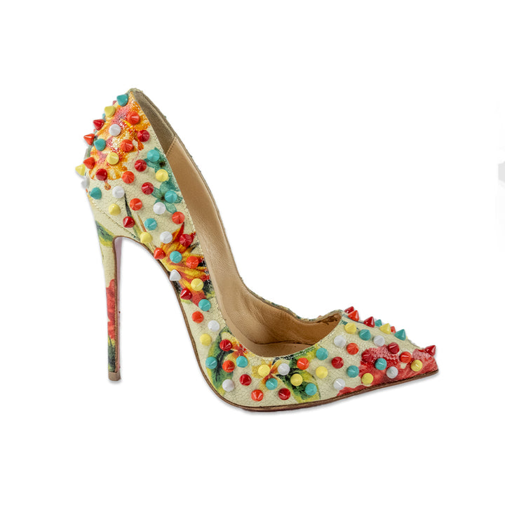 Christian Louboutin Hawaiian Print Studded Leather Pumps
