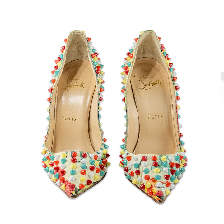 Christian Louboutin Hawaiian Print Studded Leather Pumps
