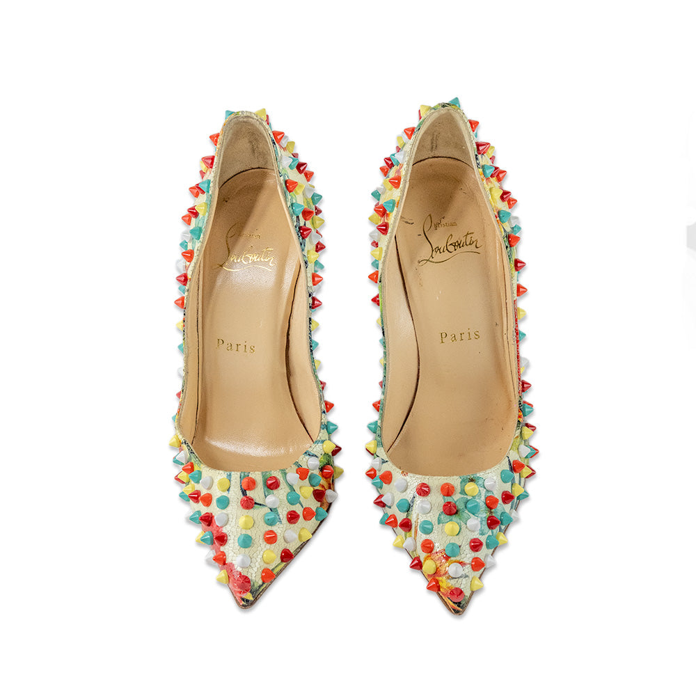 Christian Louboutin Hawaiian Print Studded Leather Pumps