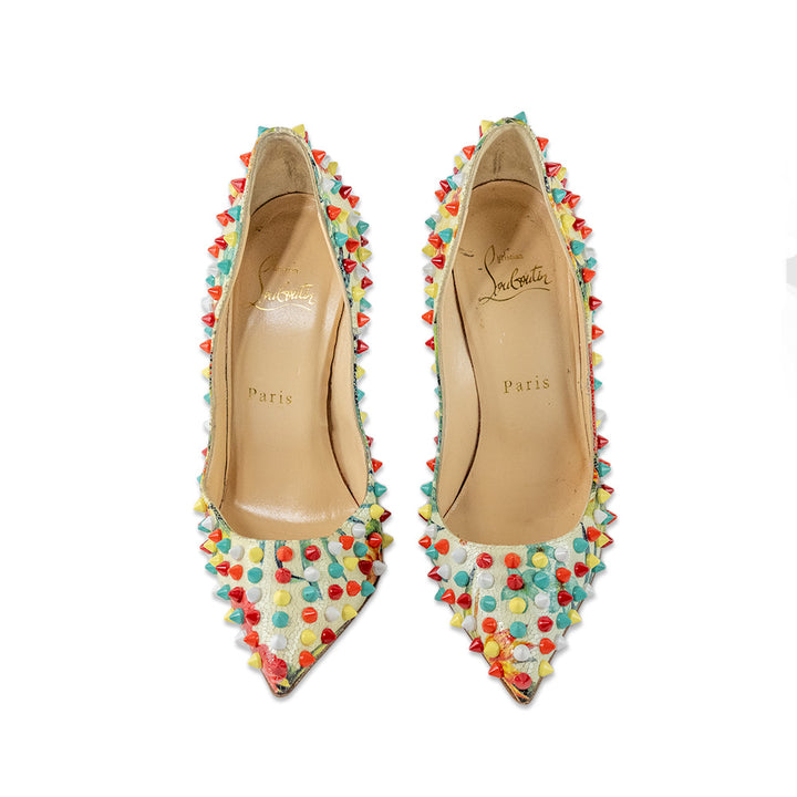 Christian Louboutin Hawaiian Print Studded Leather Pumps