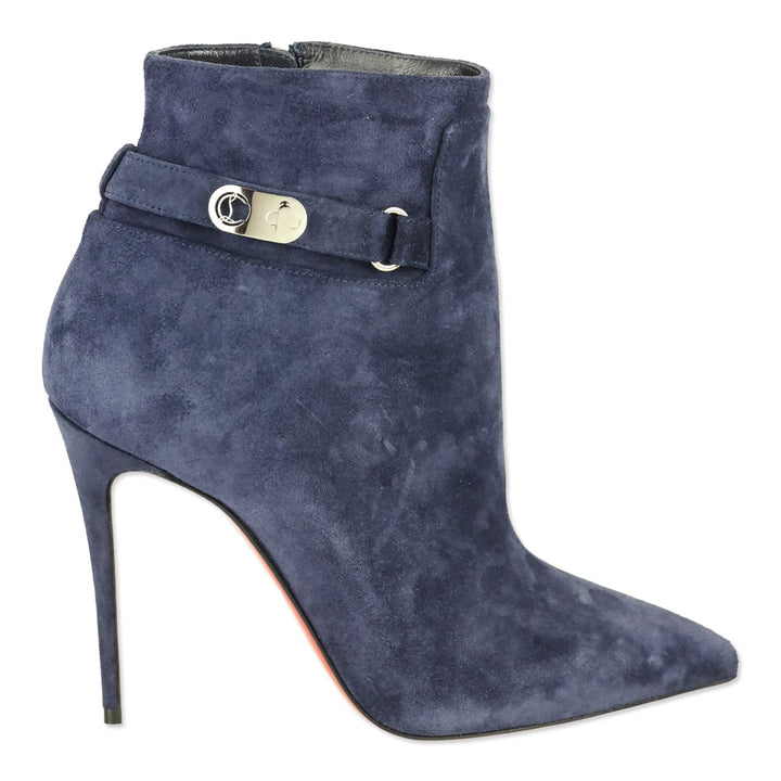 Christian Louboutin Ink Blue Suede 'Lock So Kate Booty 100' Heeled Booties