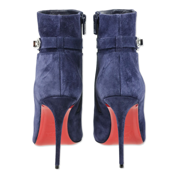 Christian Louboutin Ink Blue Suede 'Lock So Kate Booty 100' Heeled Booties