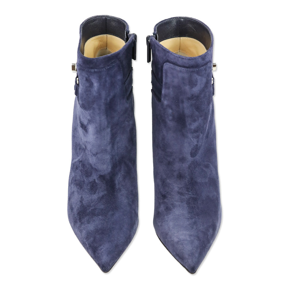 Christian Louboutin Ink Blue Suede 'Lock So Kate Booty 100' Heeled Booties