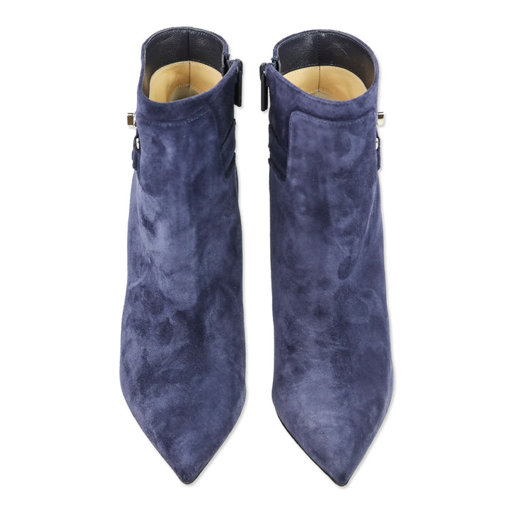 Christian Louboutin Ink Blue Suede 'Lock So Kate Booty 100' Heeled Booties