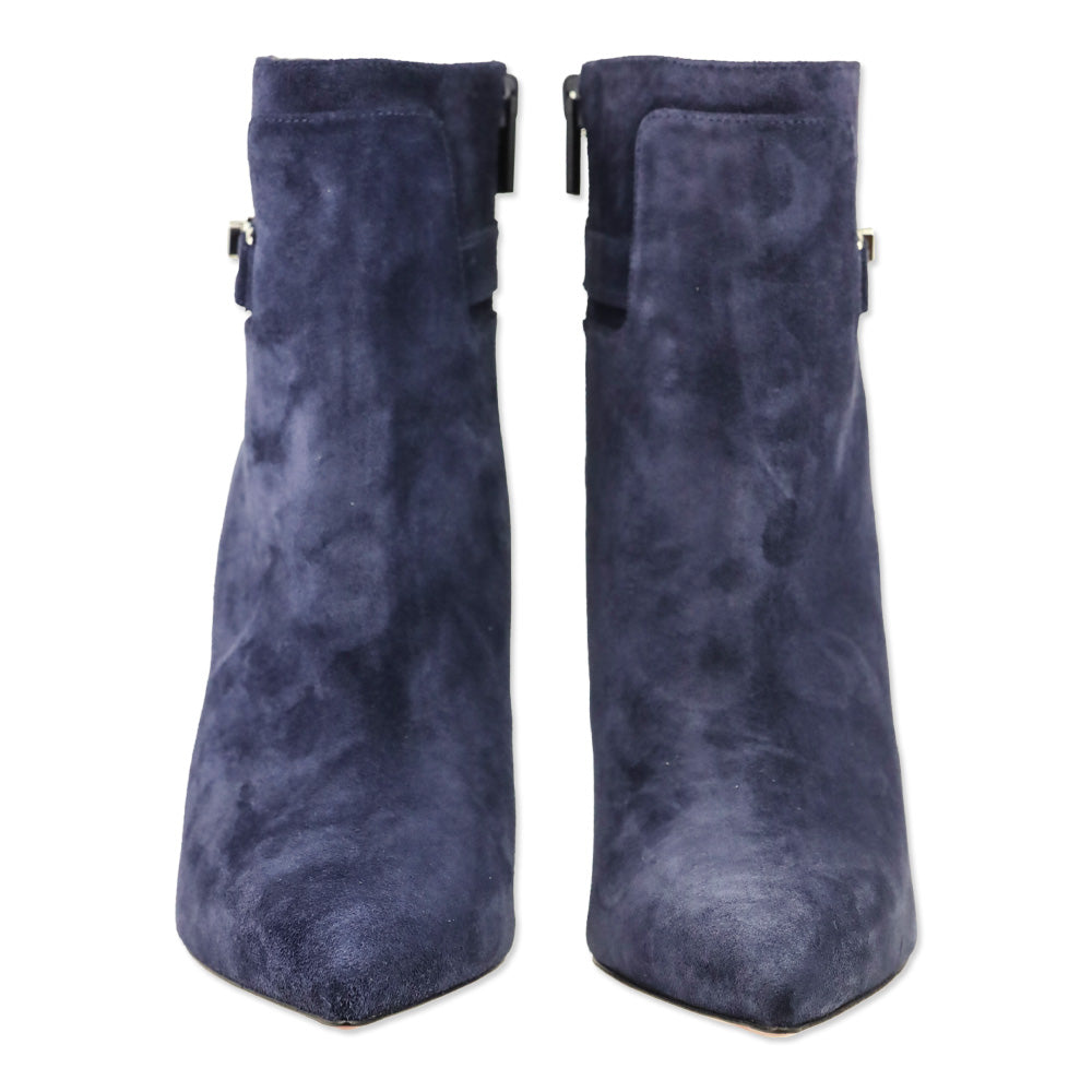 Christian Louboutin Ink Blue Suede 'Lock So Kate Booty 100' Heeled Booties