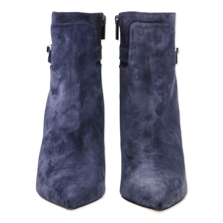 Christian Louboutin Ink Blue Suede 'Lock So Kate Booty 100' Heeled Booties