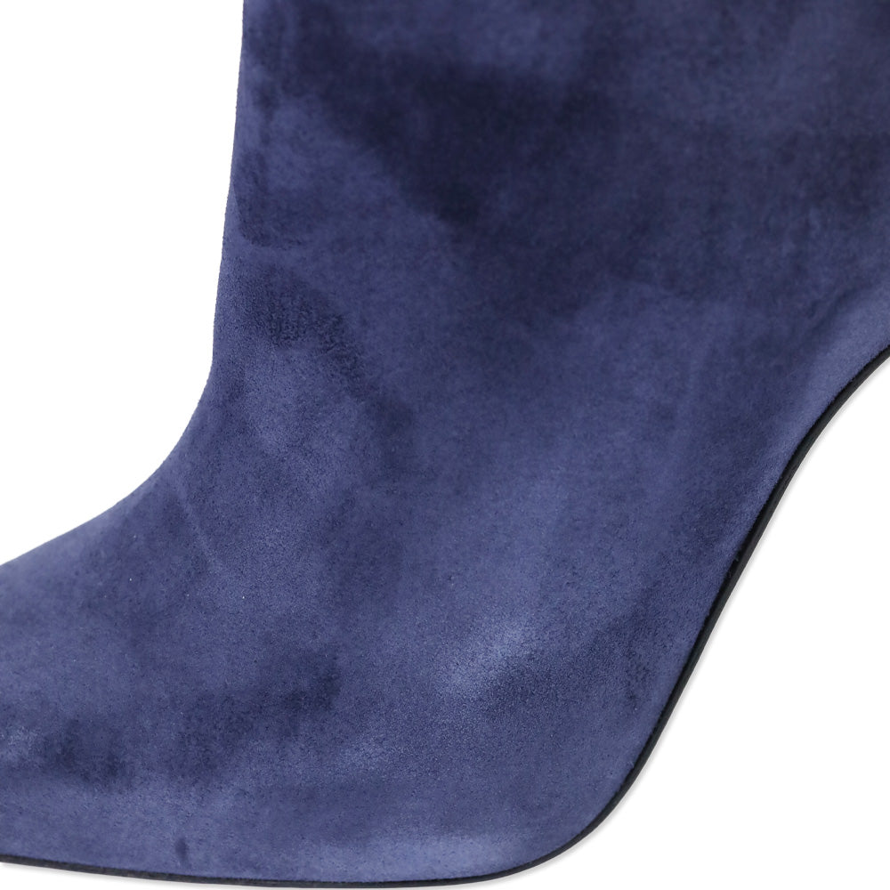 Christian Louboutin Ink Blue Suede 'Lock So Kate Booty 100' Heeled Booties