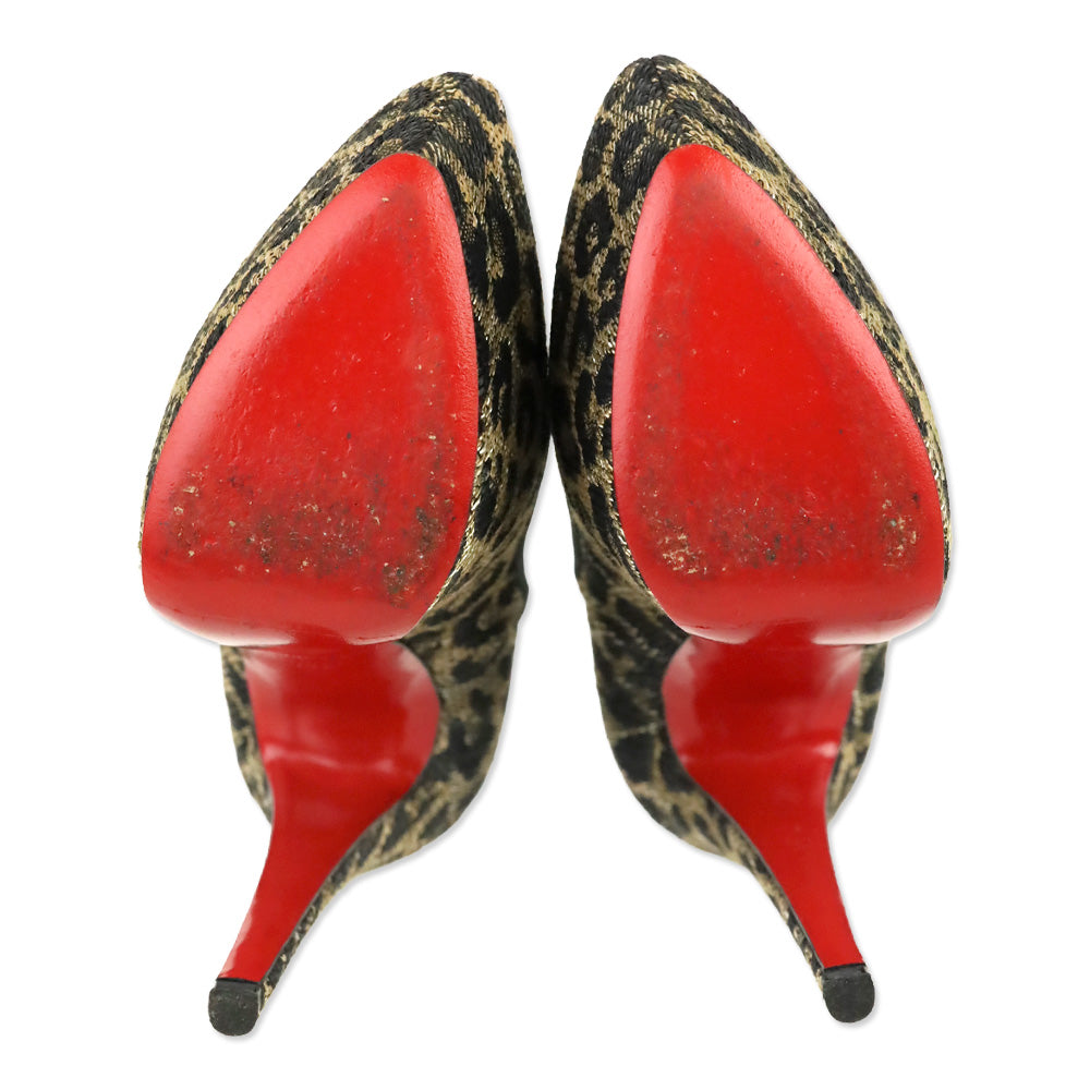 Christian Louboutin Leopard Print Woven Raffia Daffodile 160 Platform Pumps