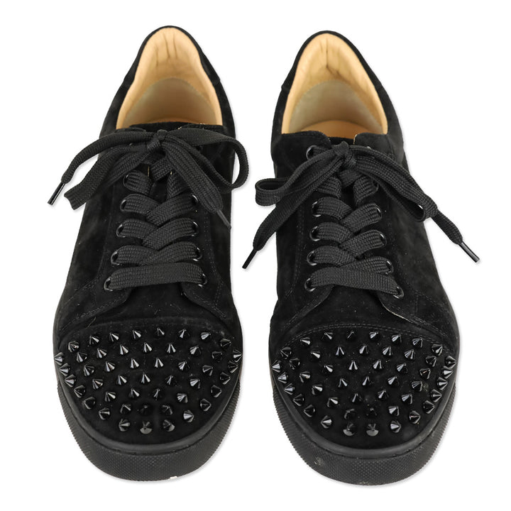 Christian Louboutin Louis Junior Spikes Black Veau Velours Sneaker
