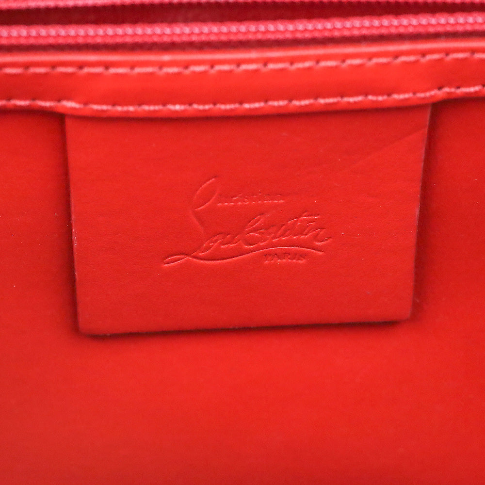 Christian Louboutin Medium Paloma Burgundy Grained Calf Leather and Spikes Loubinthesky Top Handle Bag