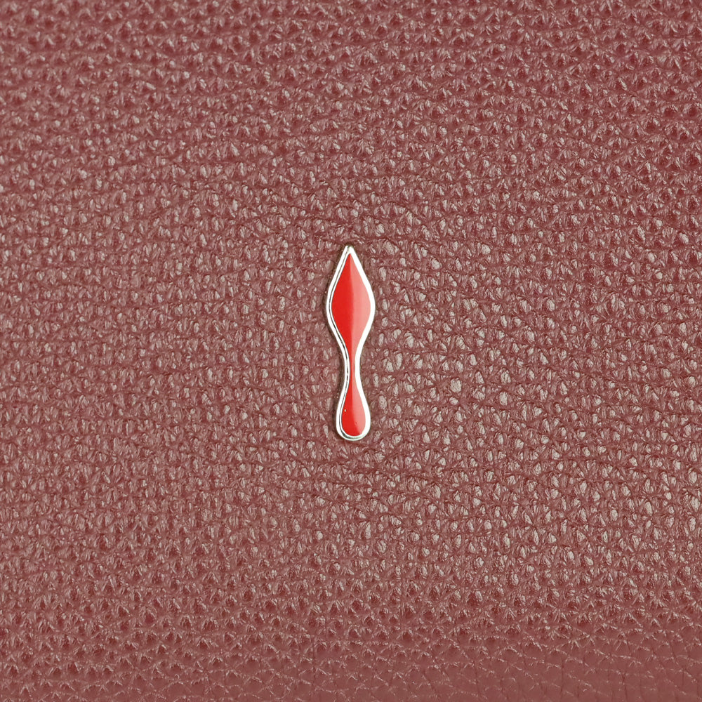 Christian Louboutin Medium Paloma Burgundy Grained Calf Leather and Spikes Loubinthesky Top Handle Bag