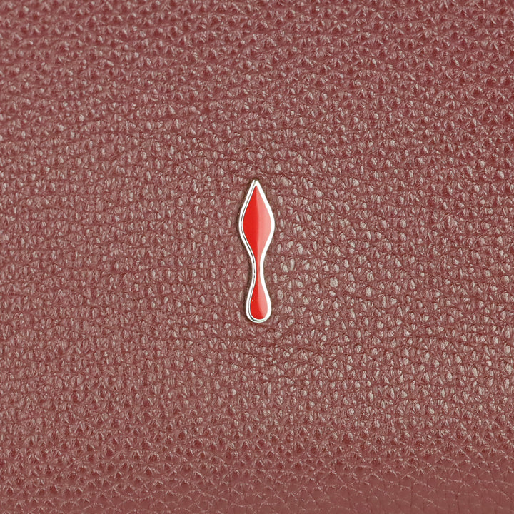 Christian Louboutin Medium Paloma Burgundy Grained Calf Leather and Spikes Loubinthesky Top Handle Bag